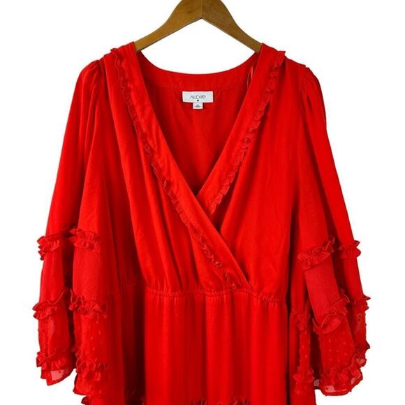 Alexis Target Dress Angel Sleeve Tiered Ruffle Orange Chiffon Plus Size 2X Boho - Picture 3 of 16